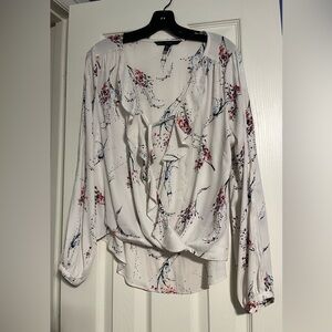 White House Black Market Floral Blouse with Ruffles. $98 MSRP